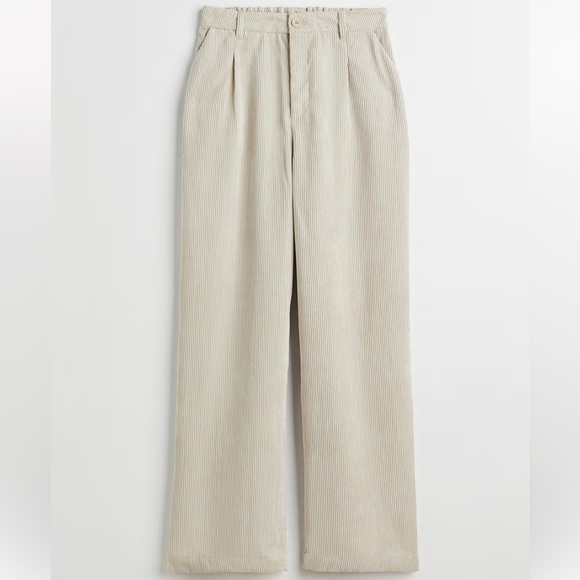 H&M Pants - H&M Wide Leg Corduroy Pants Cream Color Size Medium